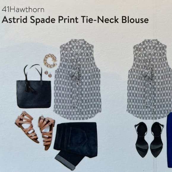 Astrid Spade Print Tie Neck Blouse - Picture 2 of 3